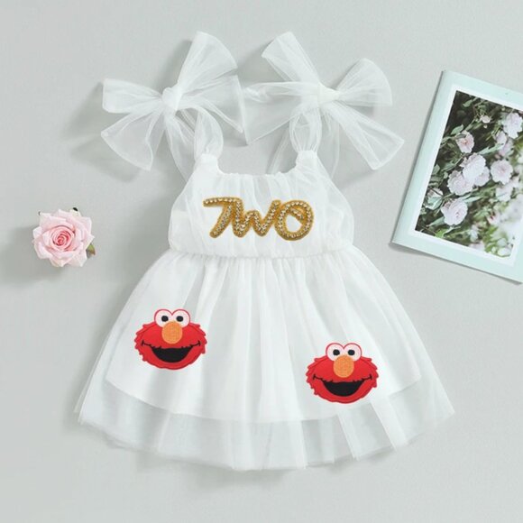 Elmo Dress Smash Cake Second Birthday OutfitClothes Sesame Street Dress